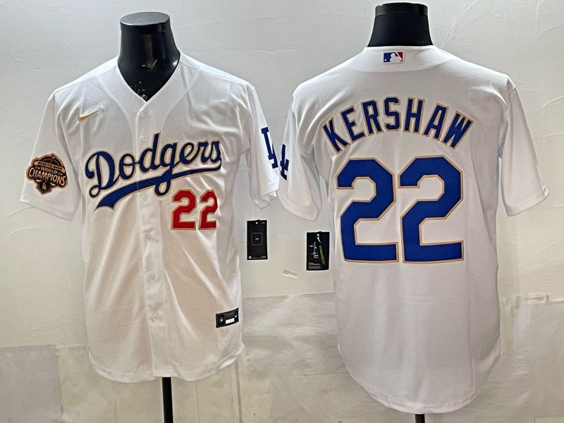 Men Los Angeles Dodgers #22 Kershaw White blue Game 2026 Nike MLB Jersey style 0071